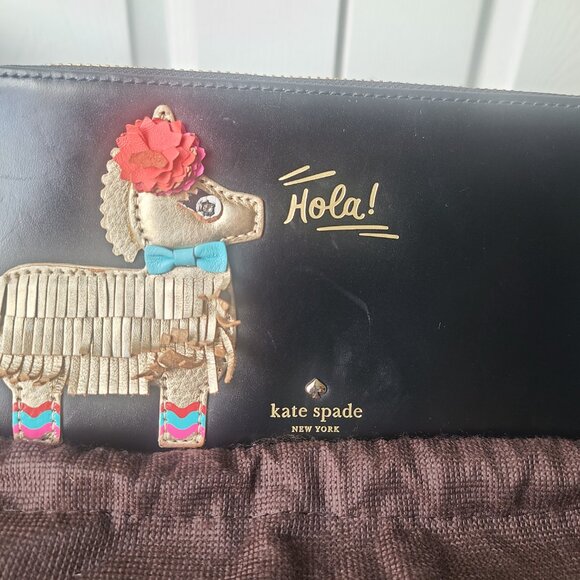 KATE SPADE Haute Stuff Piñata Applique Lacey Smooth Leather Clutch Wallet - Picture 7 of 8